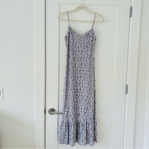 Michael Kors lavender flower appliqué ruffle midi dress